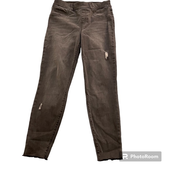 Spanx Jeans Vintage Grey Distressed Ankle Skinny Medium Pull On - Picture 1 of 12